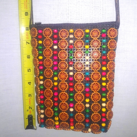 Vintage Crossbody Beaded Purse RARE Om Symbol Handmade Purse Cellphone Case HTF - Picture 1 of 12